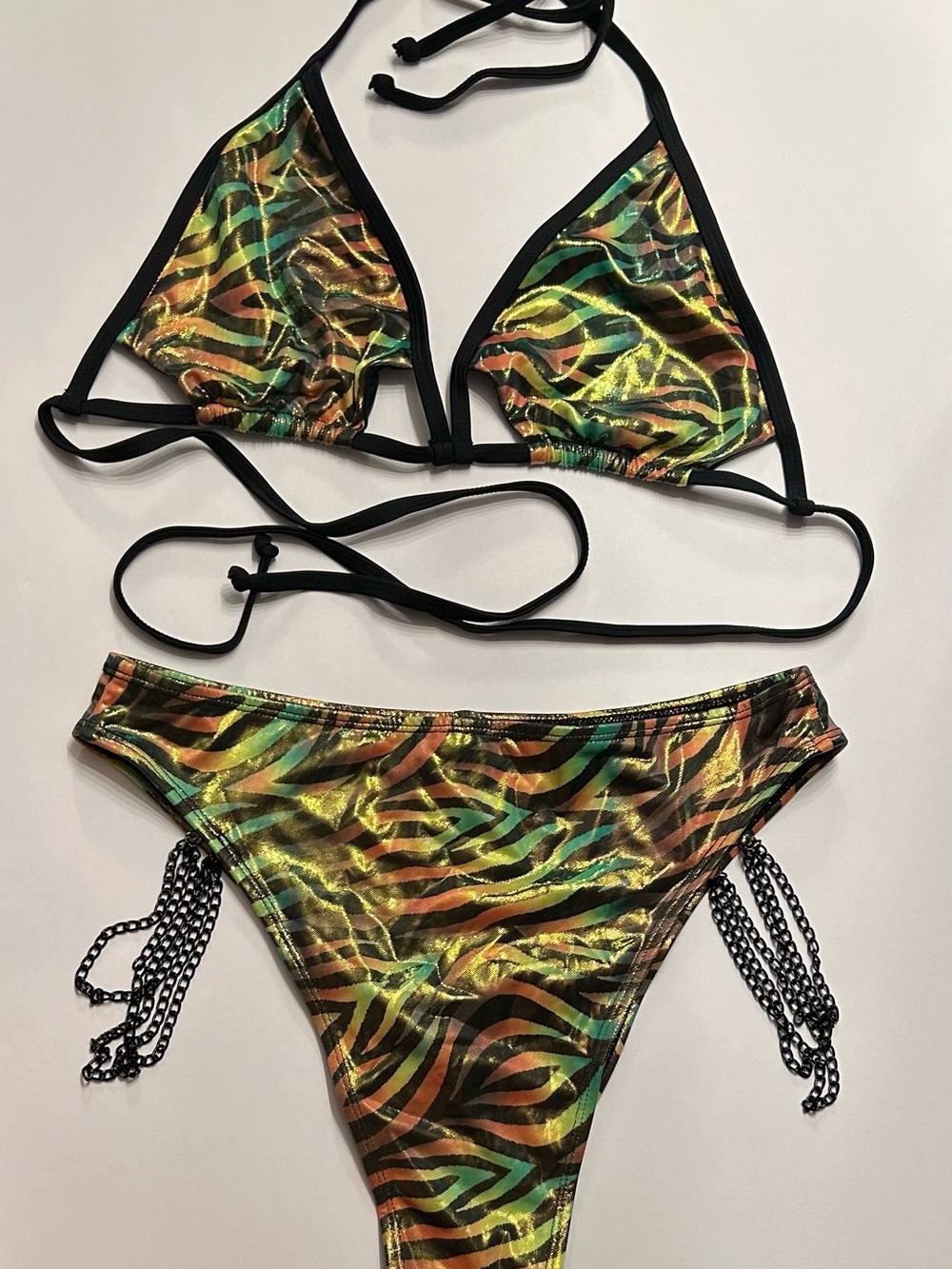 Women’s Metallic Zebra Print Triangle Bikini